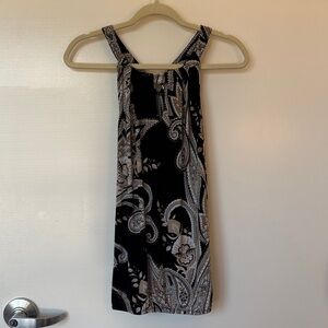 INC International Concepts Black and Gray Paisley Tank Top